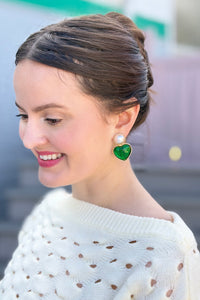 Heart-Shaped Gemstone Earrings with Vintage Flair