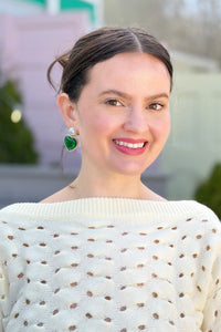 Heart-Shaped Gemstone Earrings with Vintage Flair