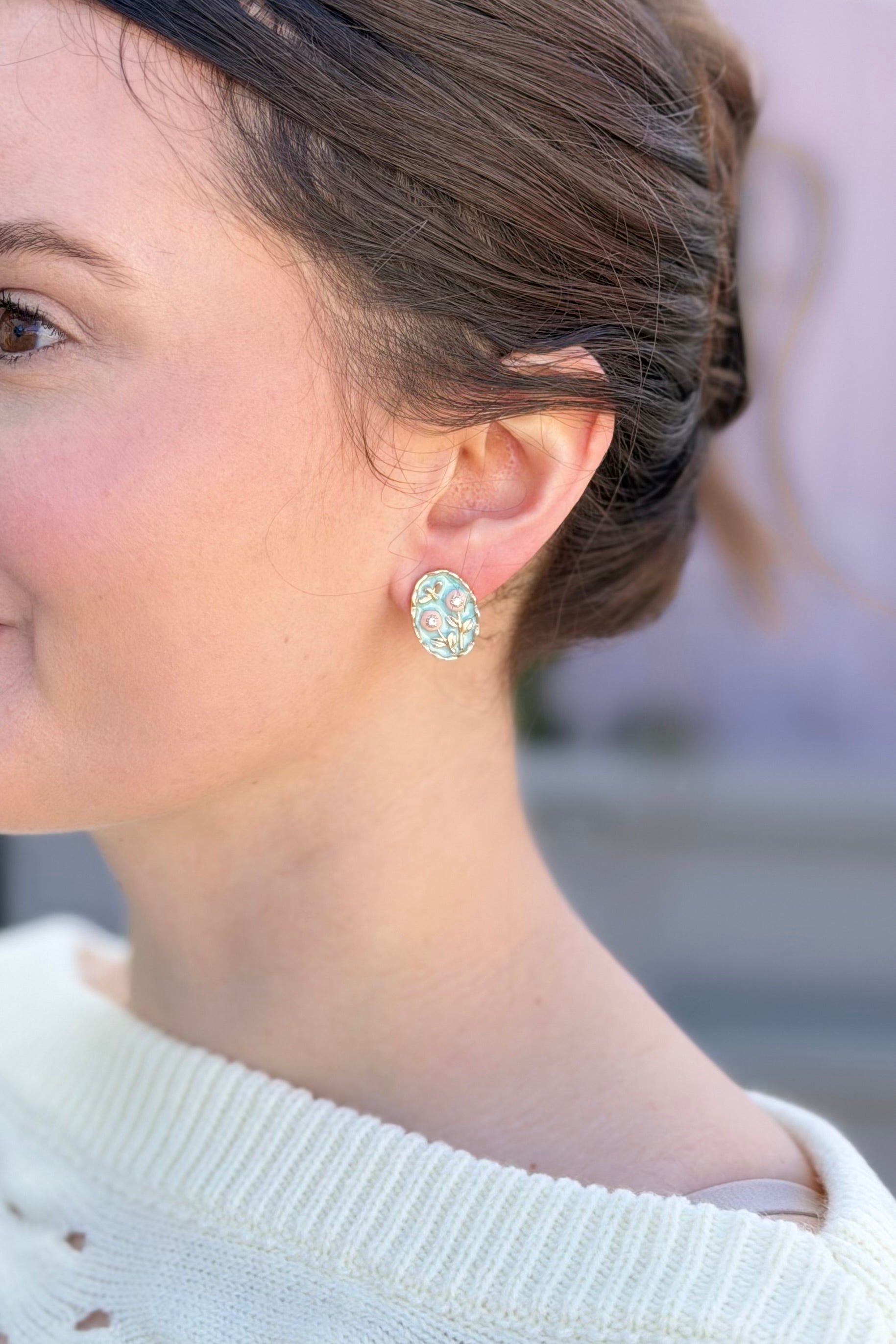 Floral Enamel Drop Earrings with Vintage Charm