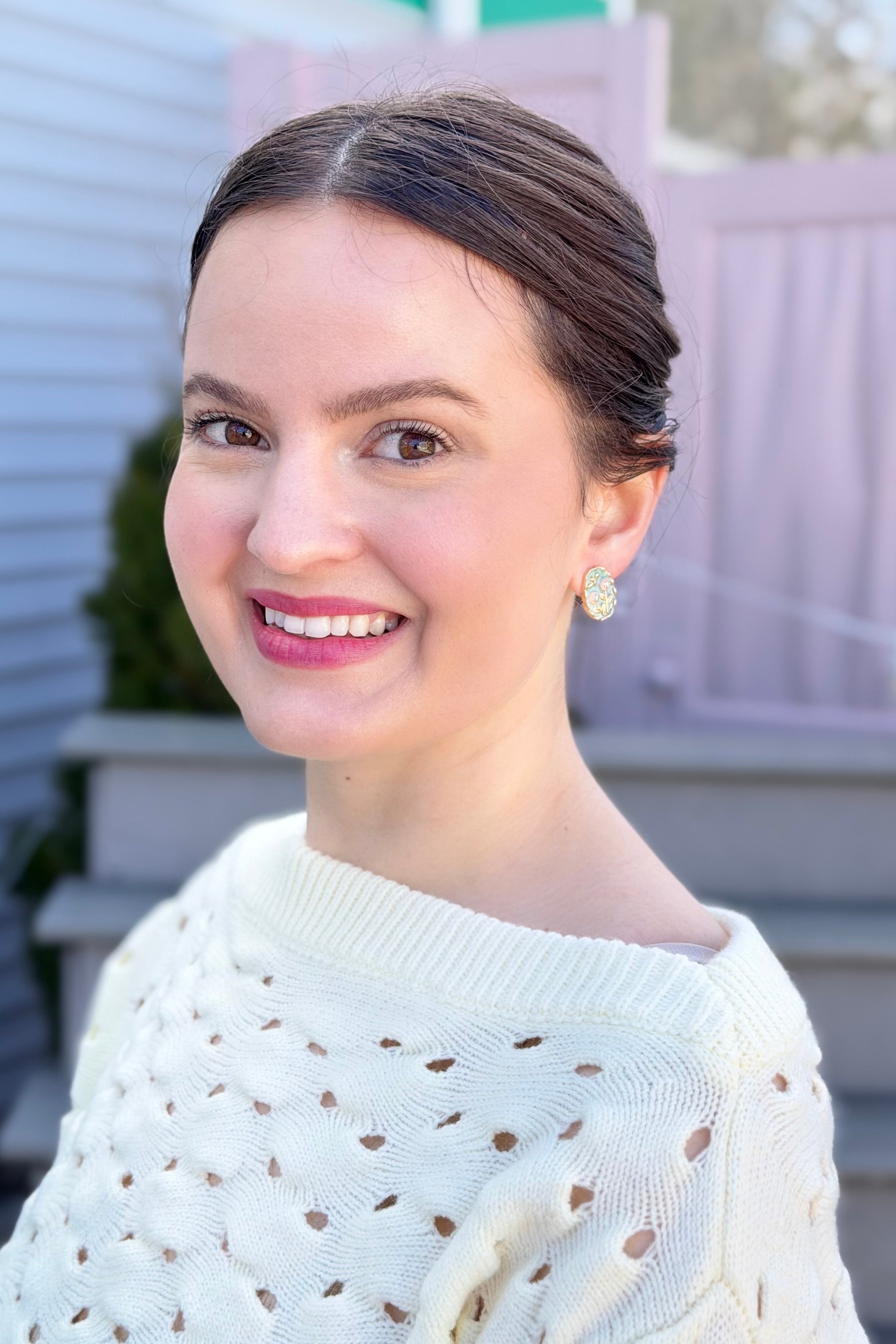 Floral Enamel Drop Earrings with Vintage Charm
