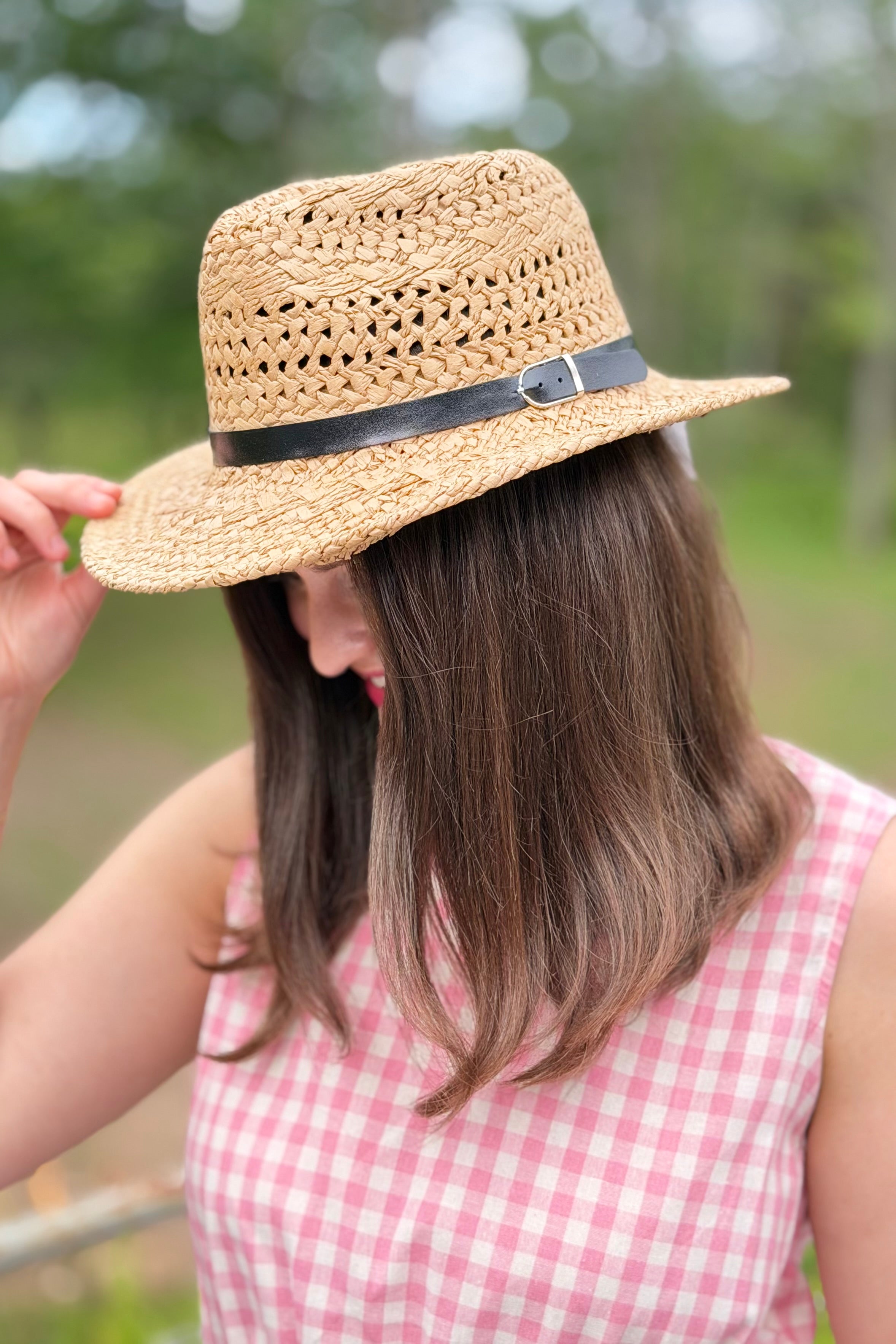 Open Weave Raffia Panama Fedora Hat