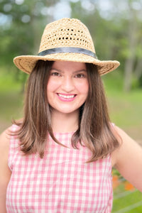 Open Weave Raffia Panama Fedora Hat