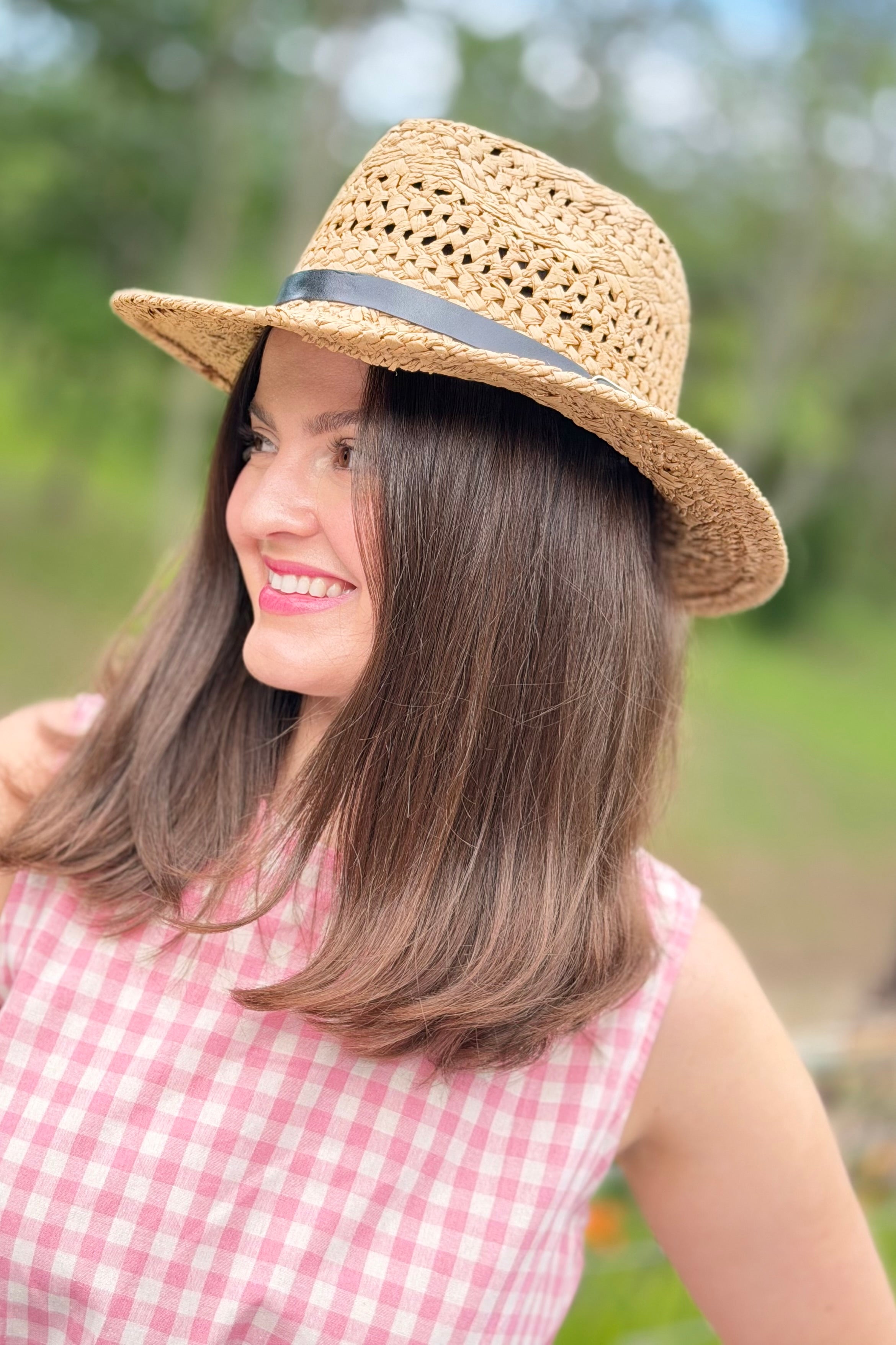 Open Weave Raffia Panama Fedora Hat