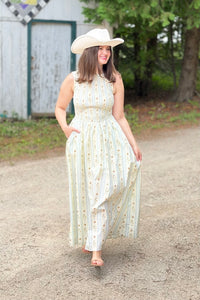 Floral Smocked Maxi Dress - Chambray