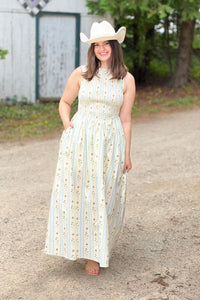 Floral Smocked Maxi Dress - Chambray