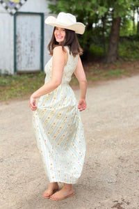 Floral Smocked Maxi Dress - Chambray