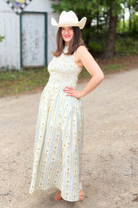 Floral Smocked Maxi Dress - Chambray