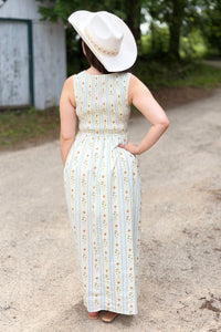 Floral Smocked Maxi Dress - Chambray
