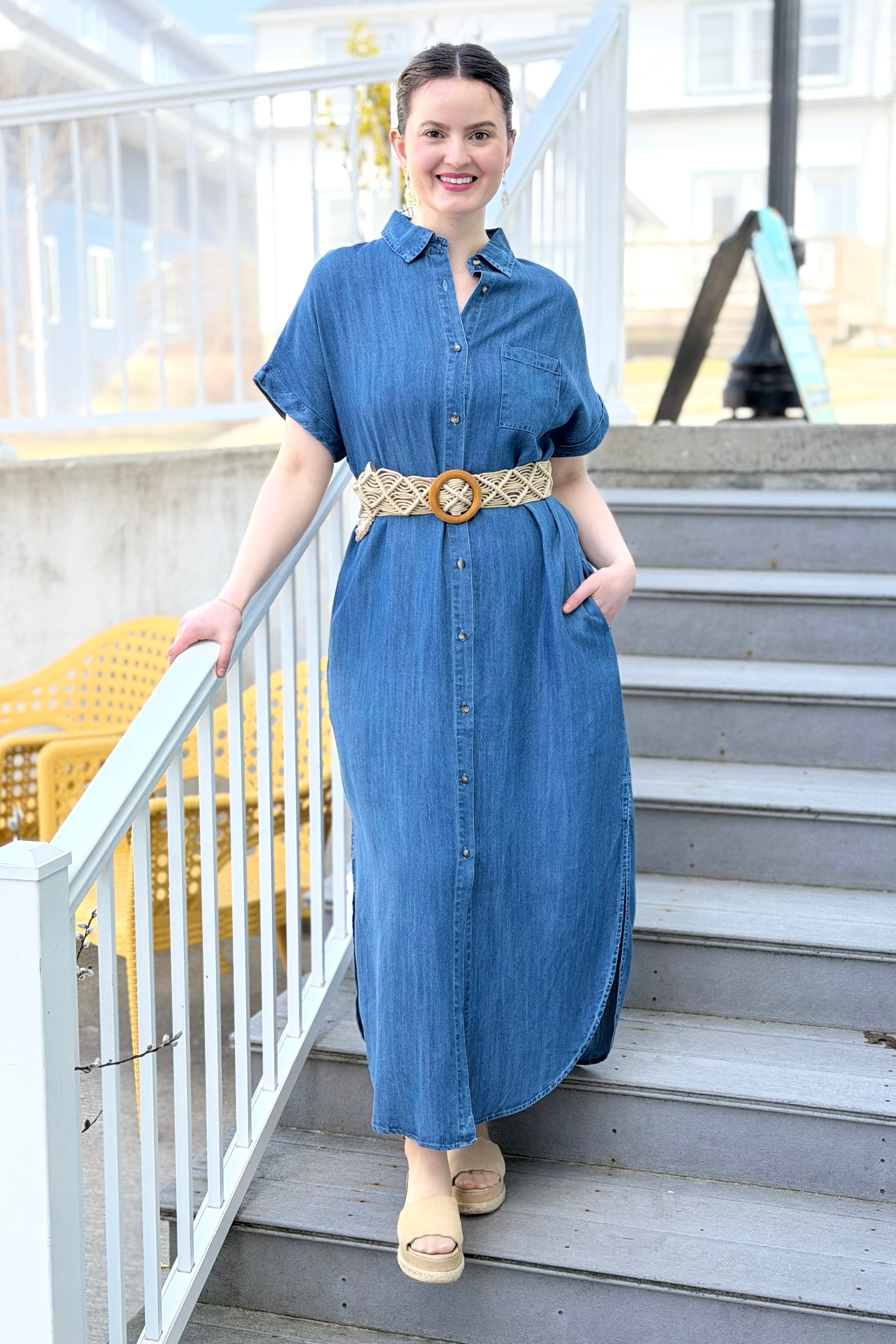 Denim Button Down Shirt Maxi