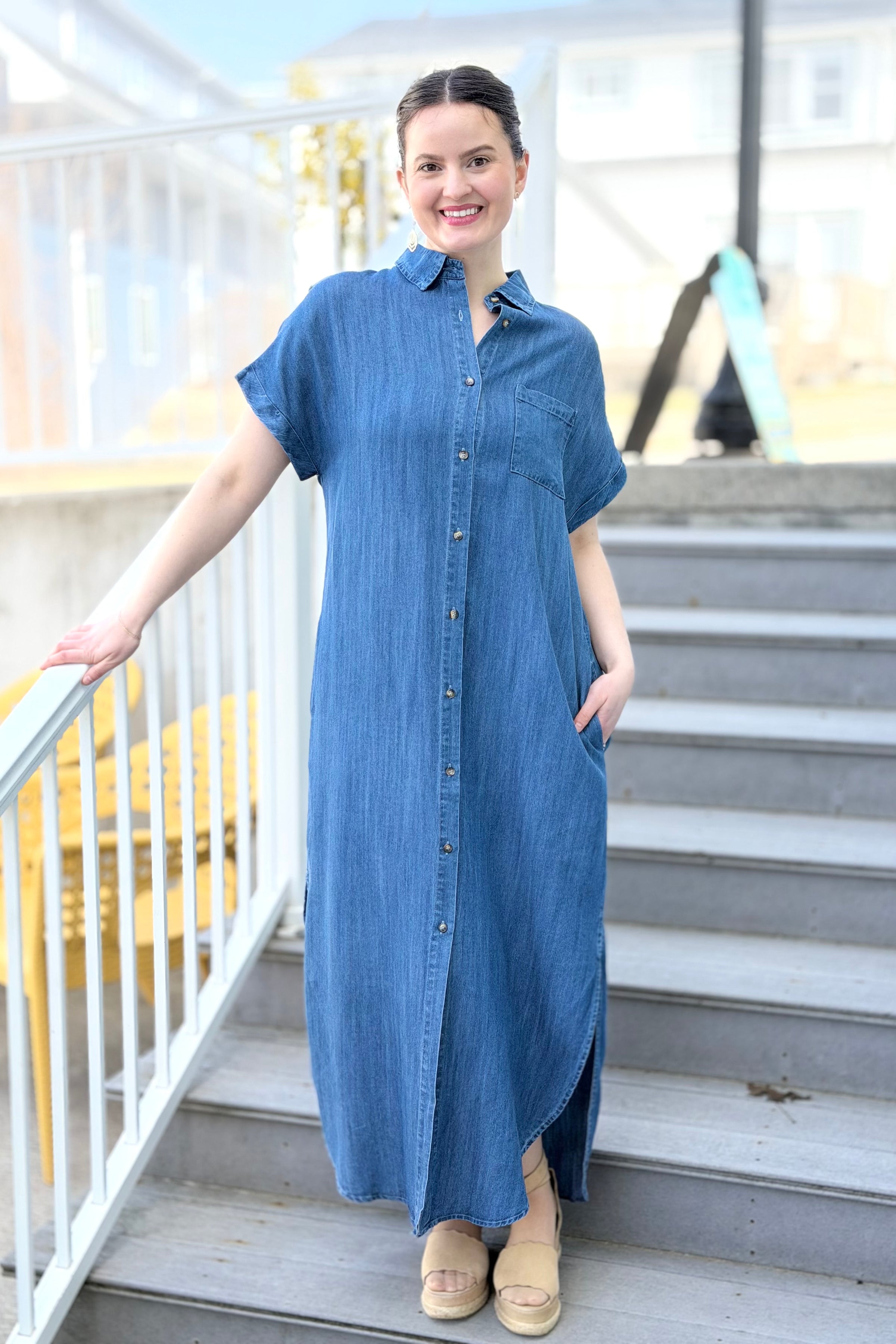 Denim Button Down Shirt Maxi