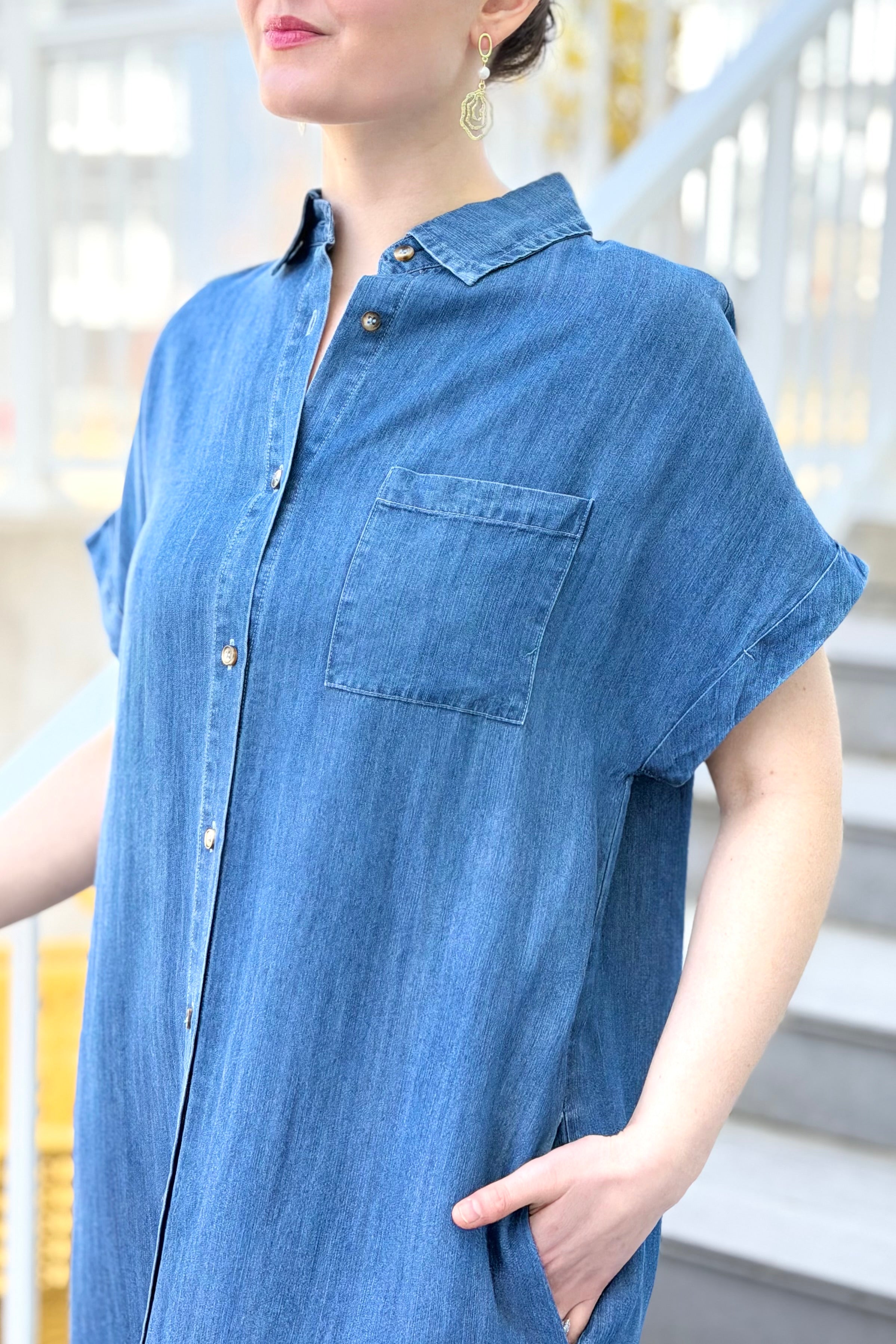Denim Button Down Shirt Maxi
