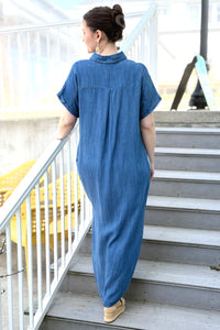 Denim Button Down Shirt Maxi