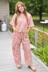 Camo Print Lounge Pants - Pink
