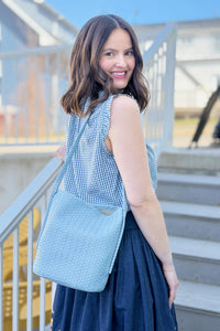 Woven Shoulder Bag - Sky Blue