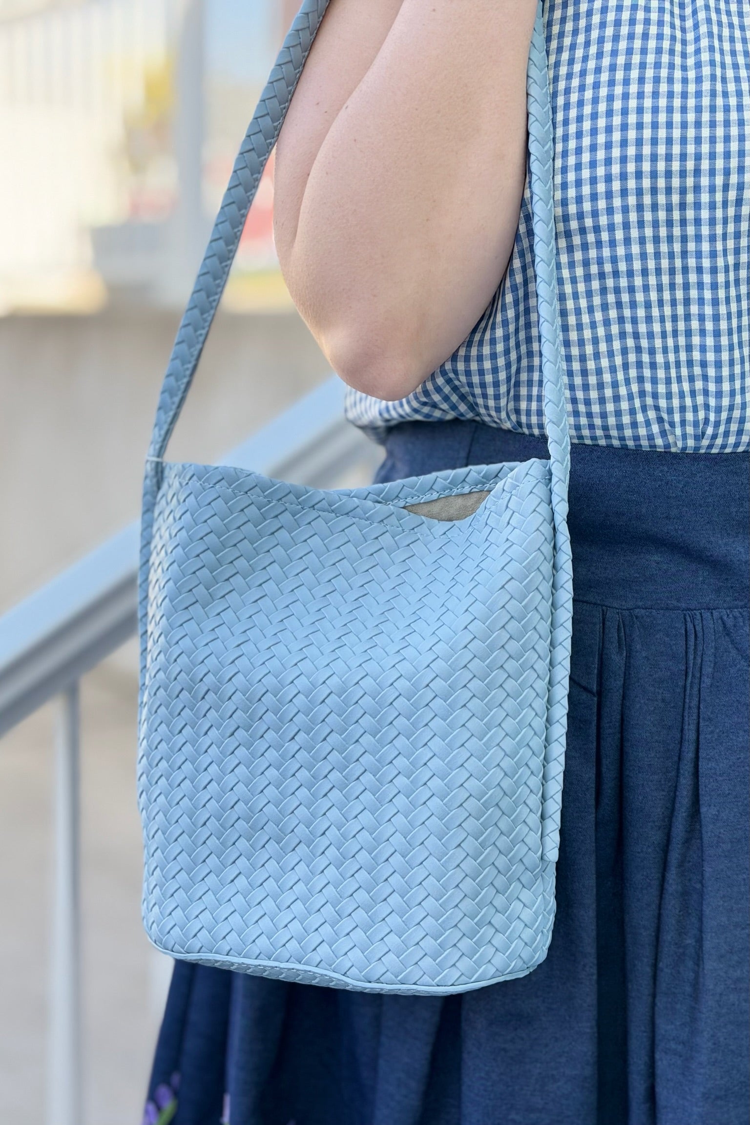 Woven Shoulder Bag - Sky Blue