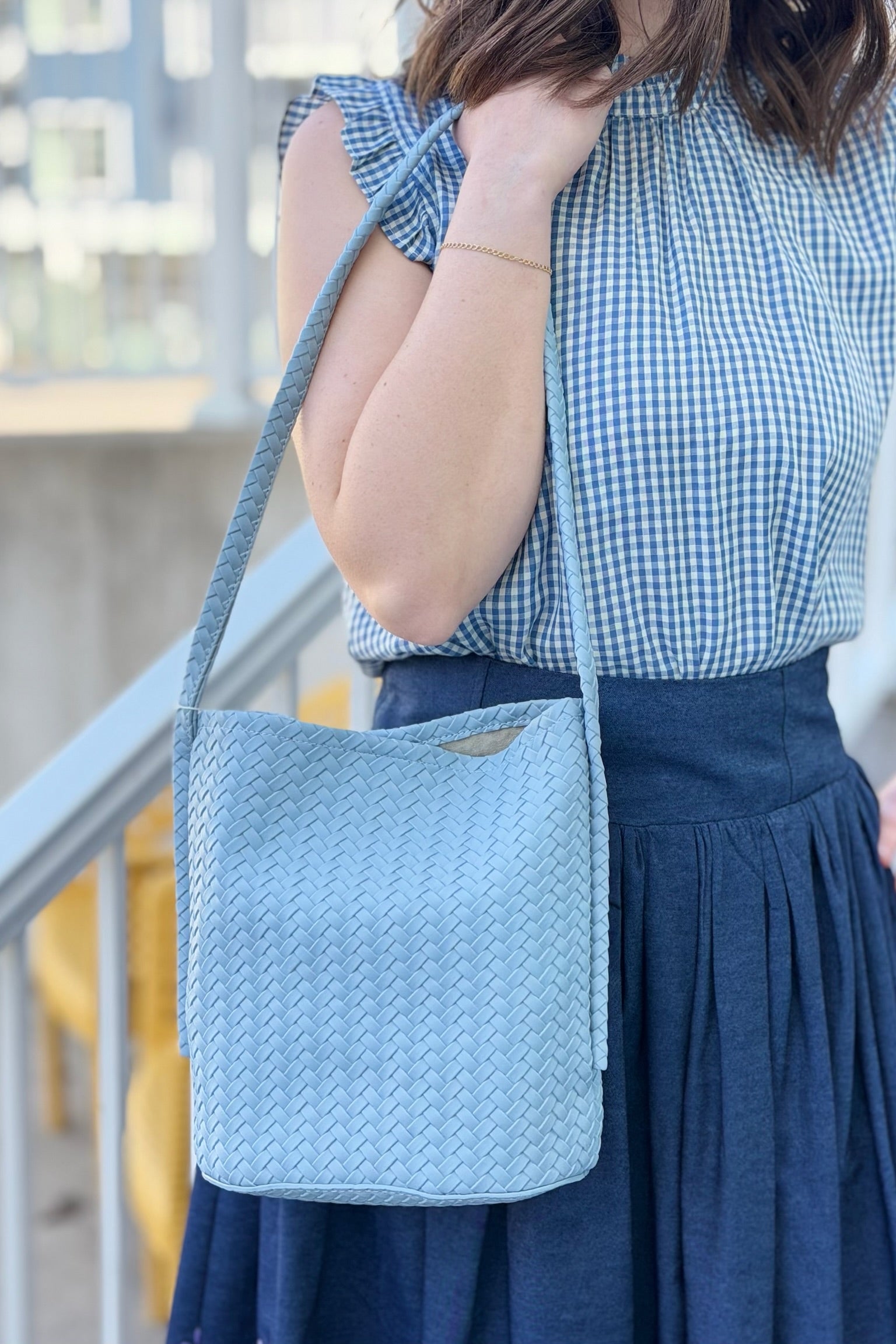 Woven Shoulder Bag - Sky Blue