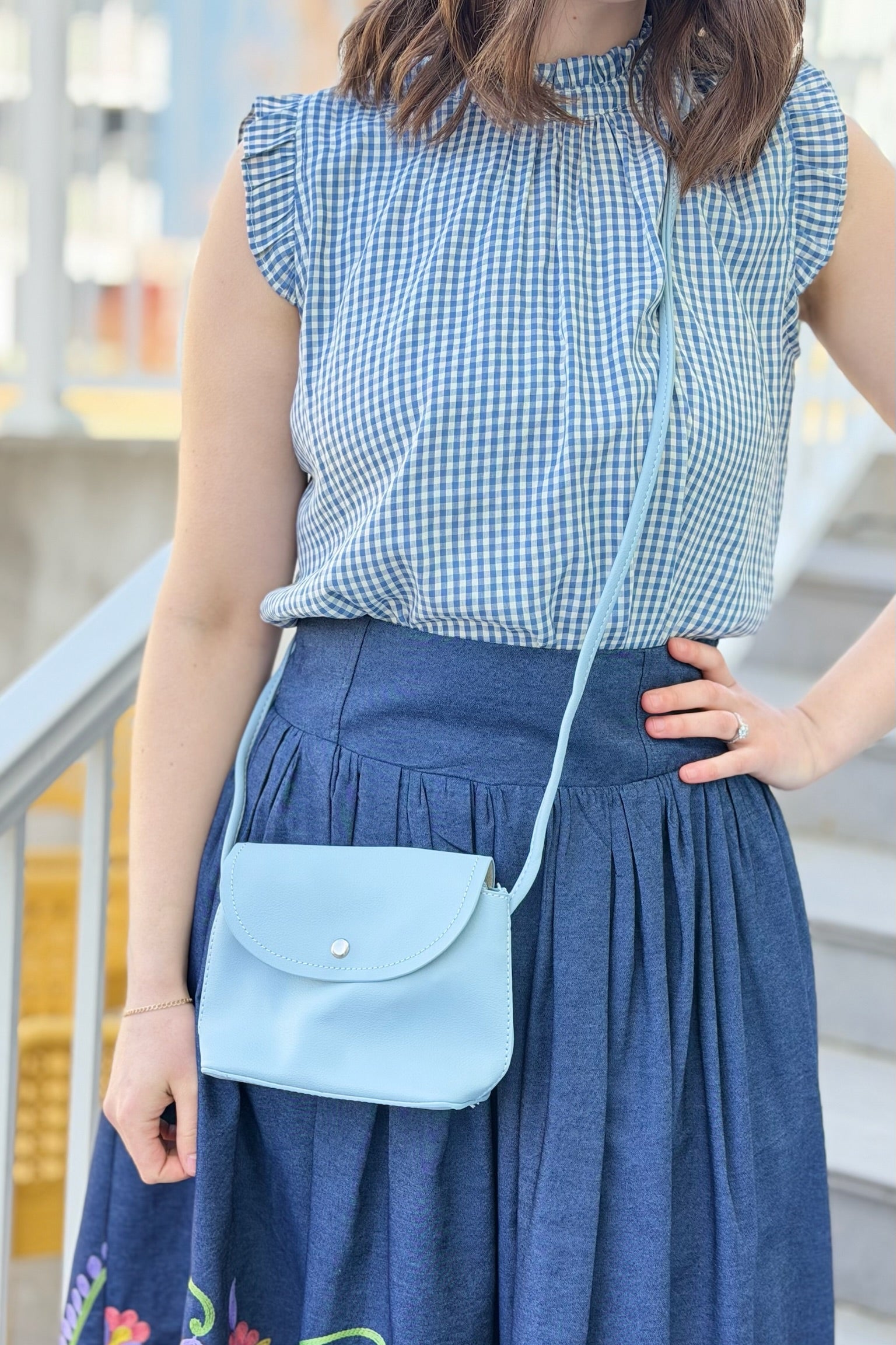 Woven Shoulder Bag - Sky Blue