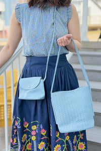 Woven Shoulder Bag - Sky Blue
