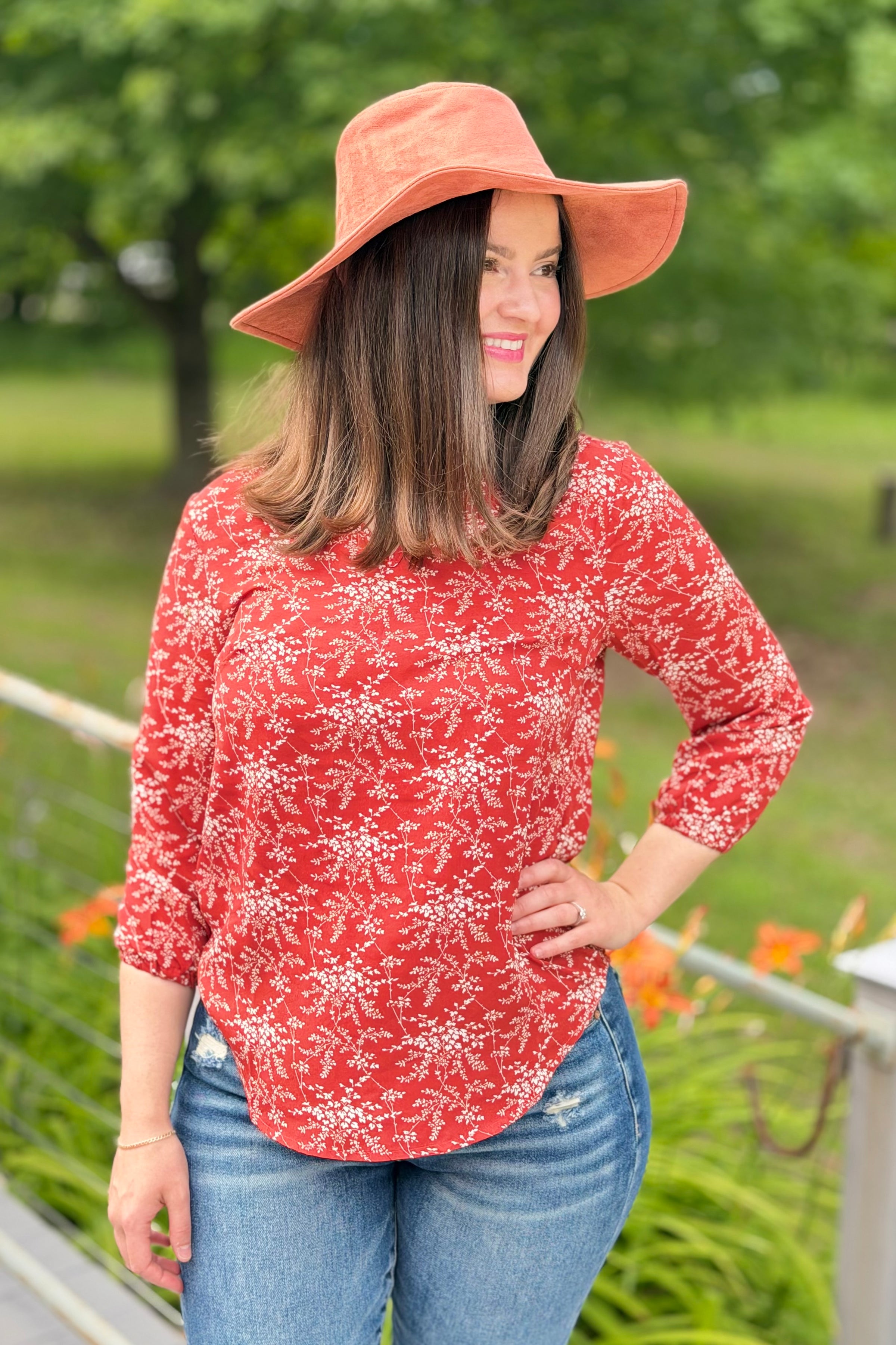 Floral Sleeve Print Top