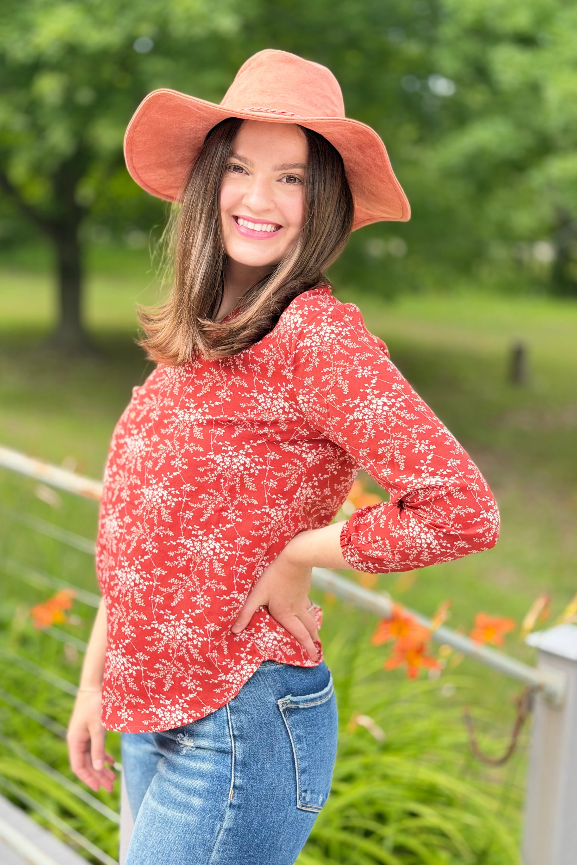 Floral Sleeve Print Top