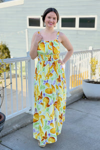 Printed Rayon Challie Maxi Dress - Green