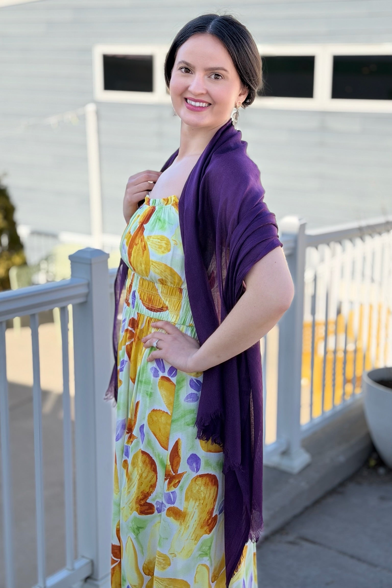 Solid Light Summer Scarf - Plum