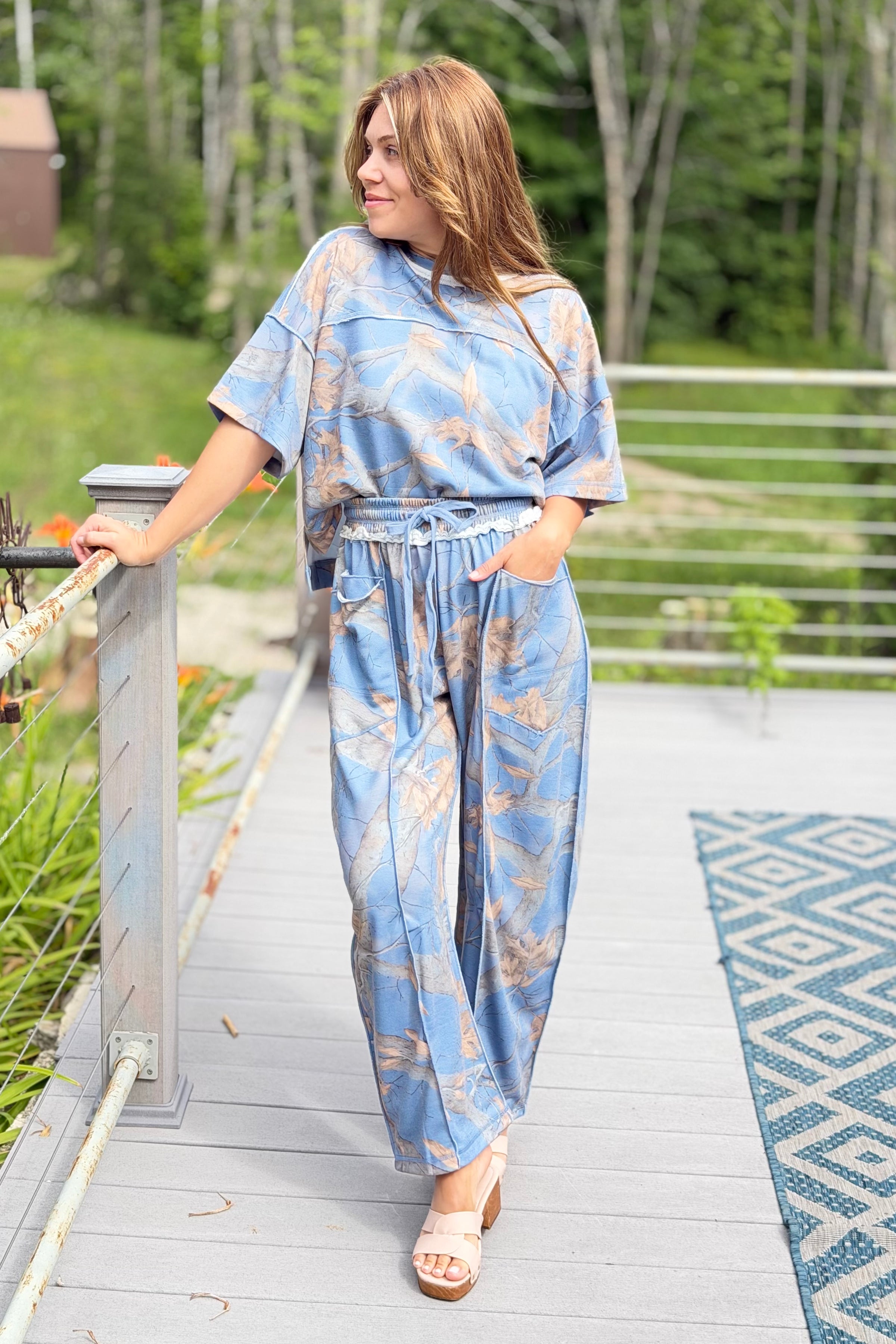 Camo Print Lounge Pants - Blue