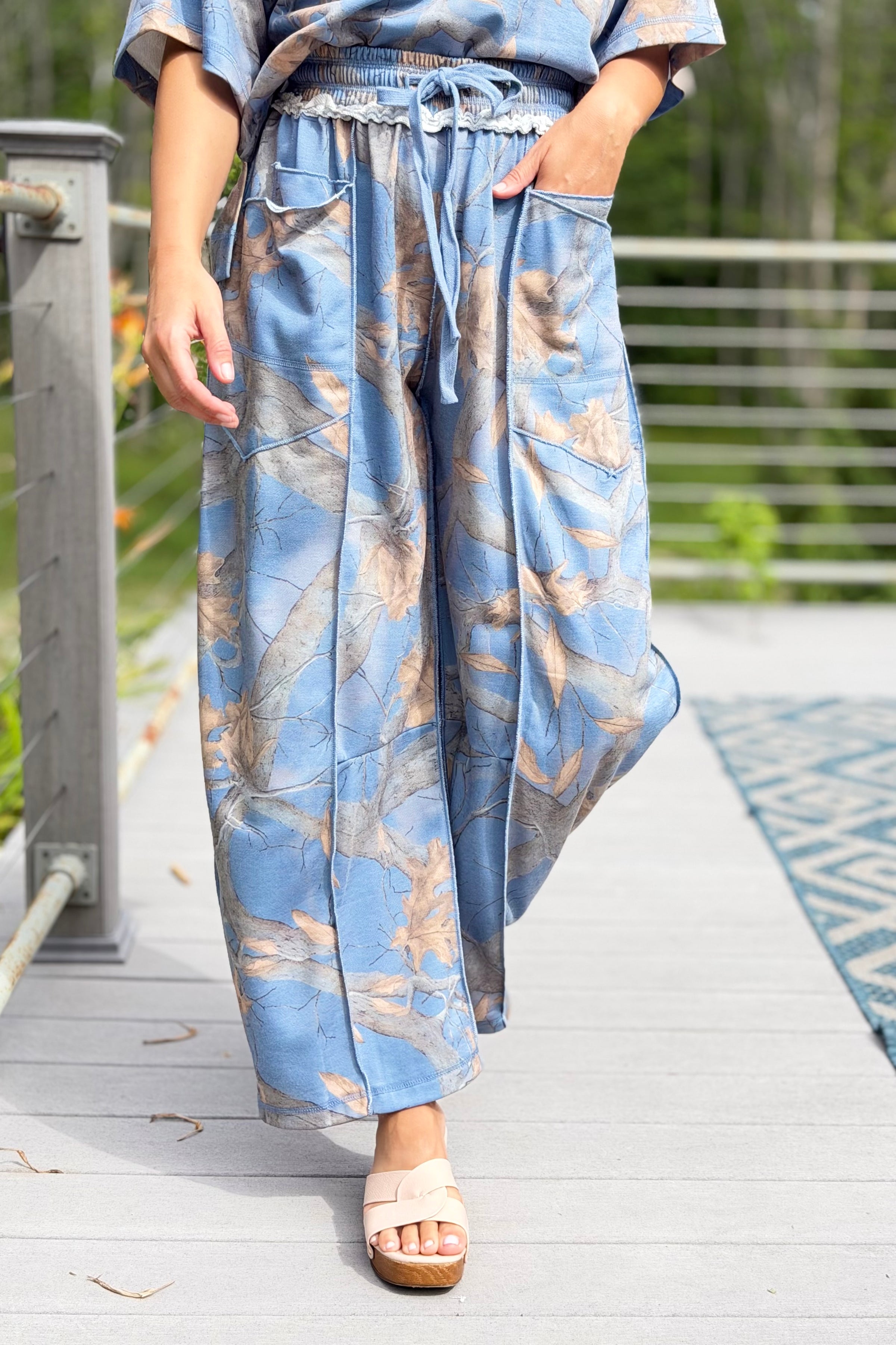 Camo Print Lounge Pants - Blue