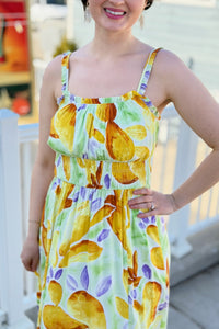 Printed Rayon Challie Maxi Dress - Green
