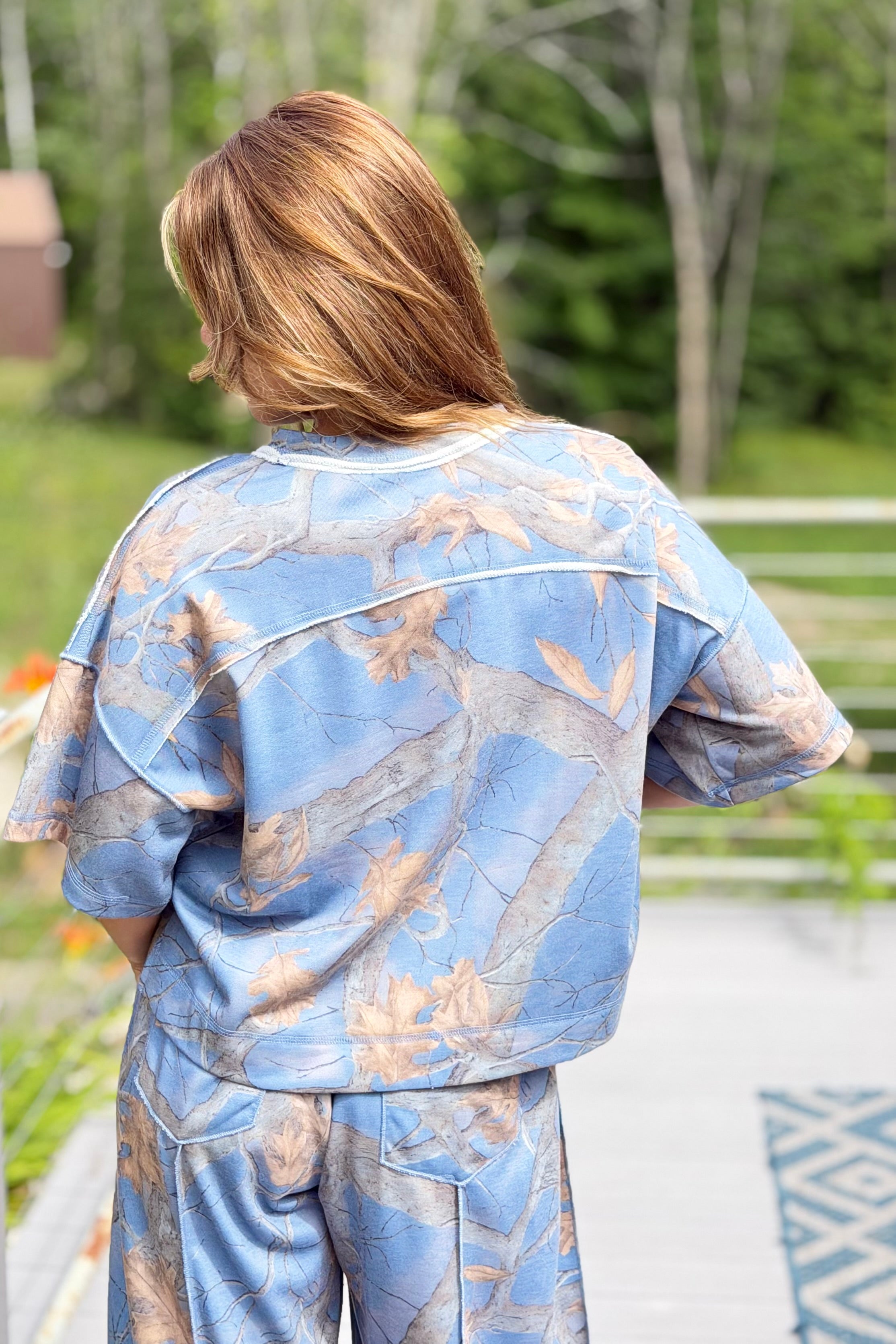 Camo Print Lounge Top - Blue