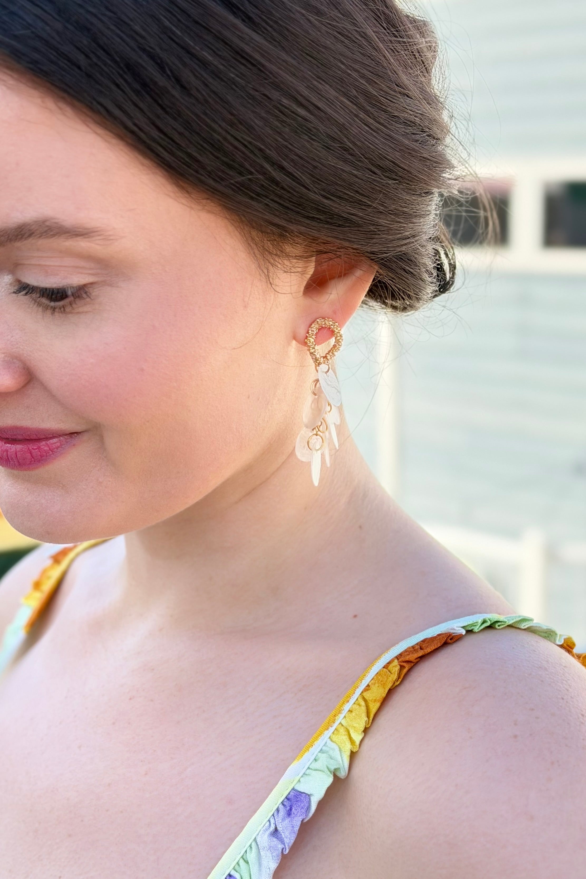 French Style Shell Tassel Drop Earrings