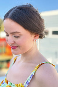 Enamel Cubic Zirconia Bowknot Dangle Earrings