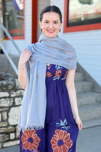 Solid Light Summer Scarf - Grey