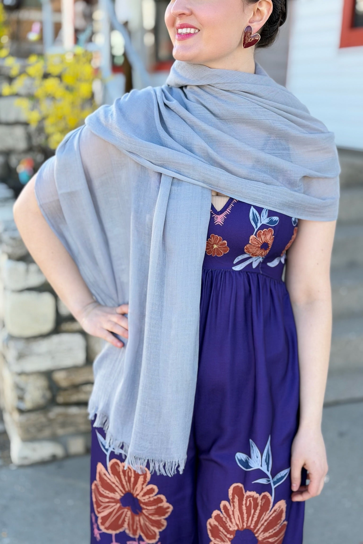 Solid Light Summer Scarf - Grey
