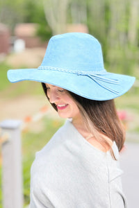Braided Tassel Fedora Hat - Blue