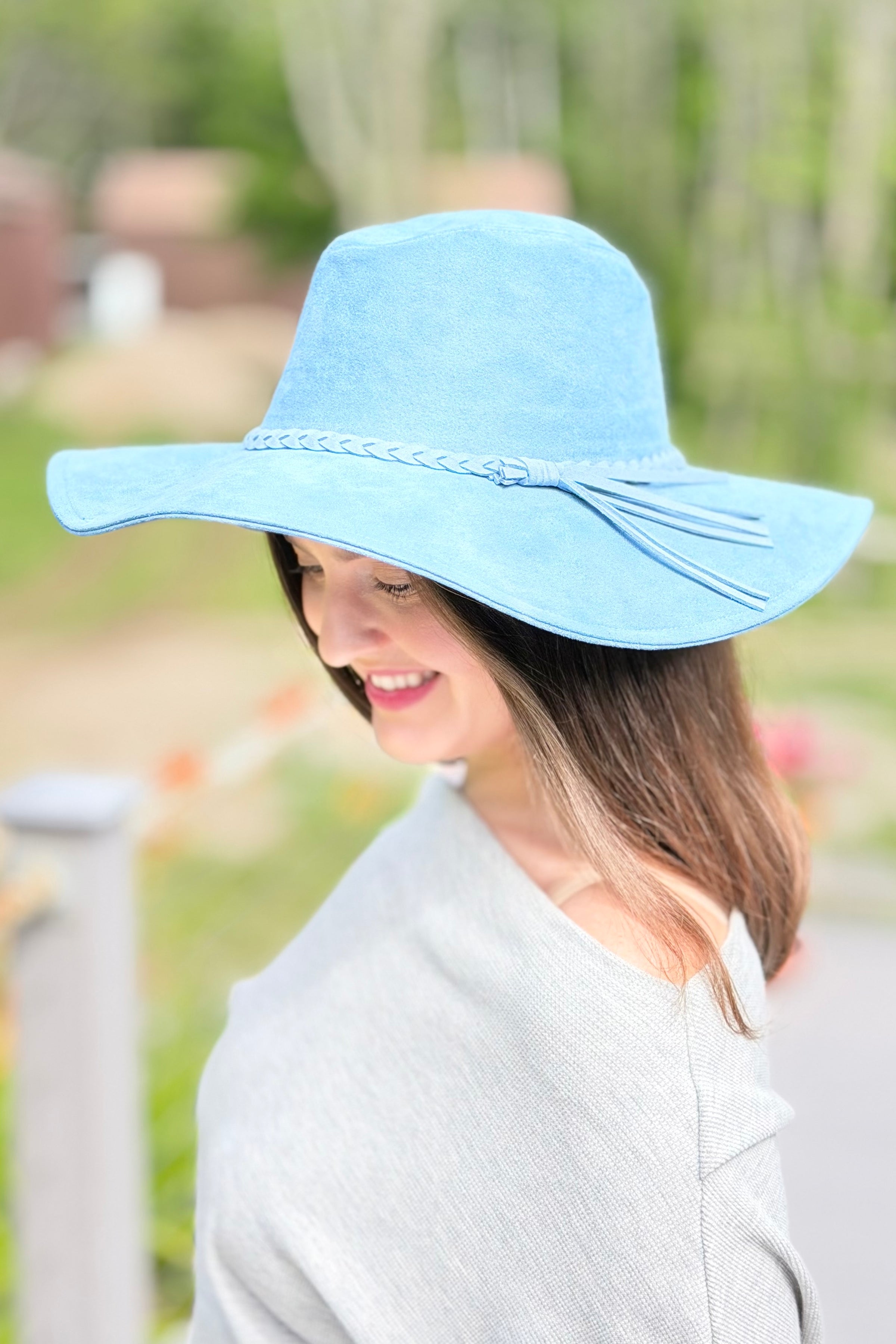 Braided Tassel Fedora Hat - Blue