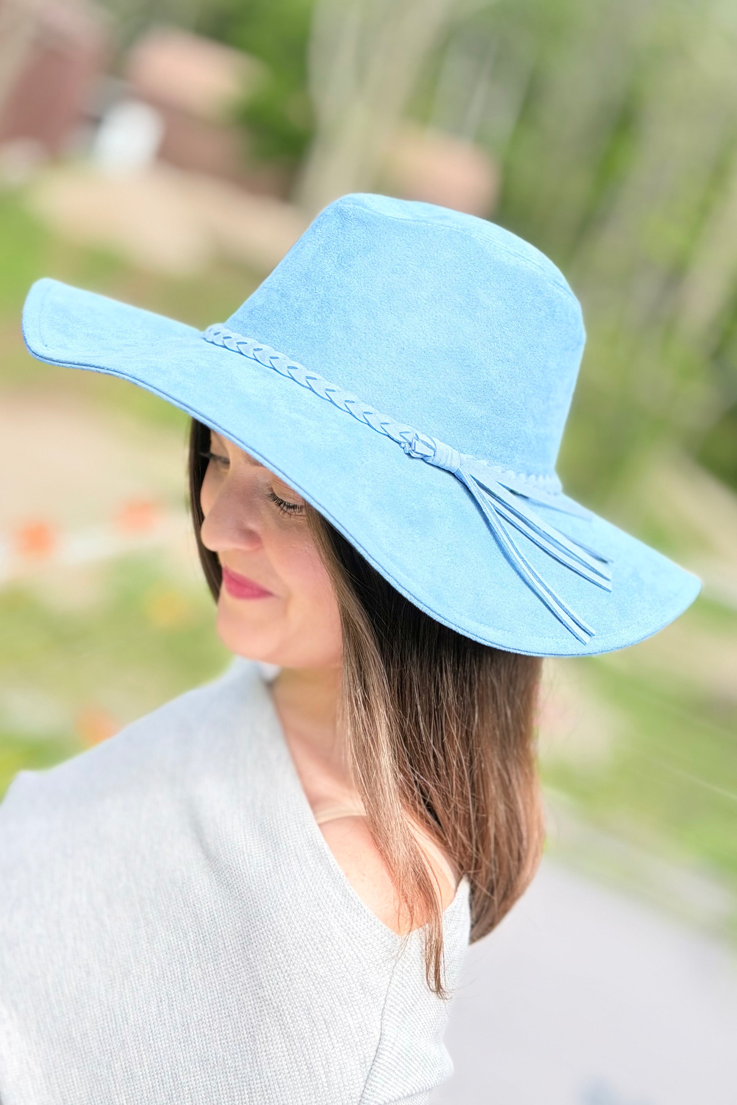 Braided Tassel Fedora Hat - Blue