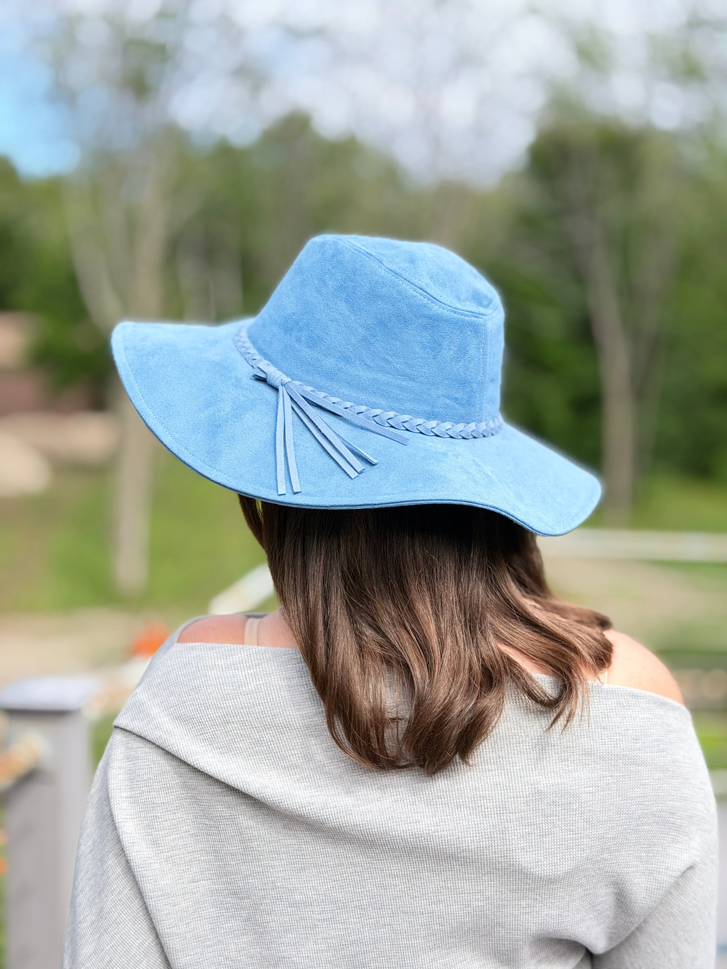 Braided Tassel Fedora Hat - Blue