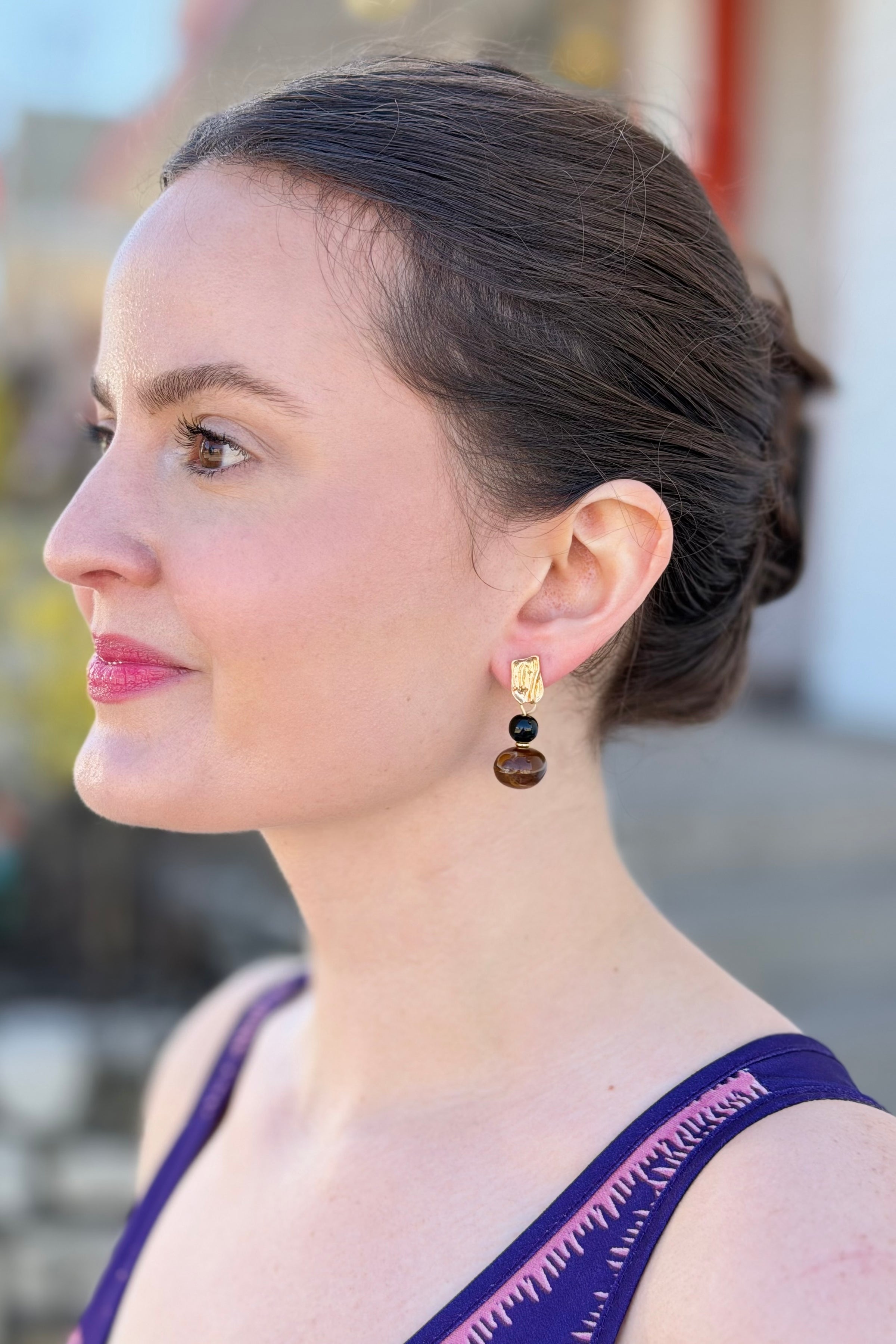 Vintage Swirl Amber Stud Earrings