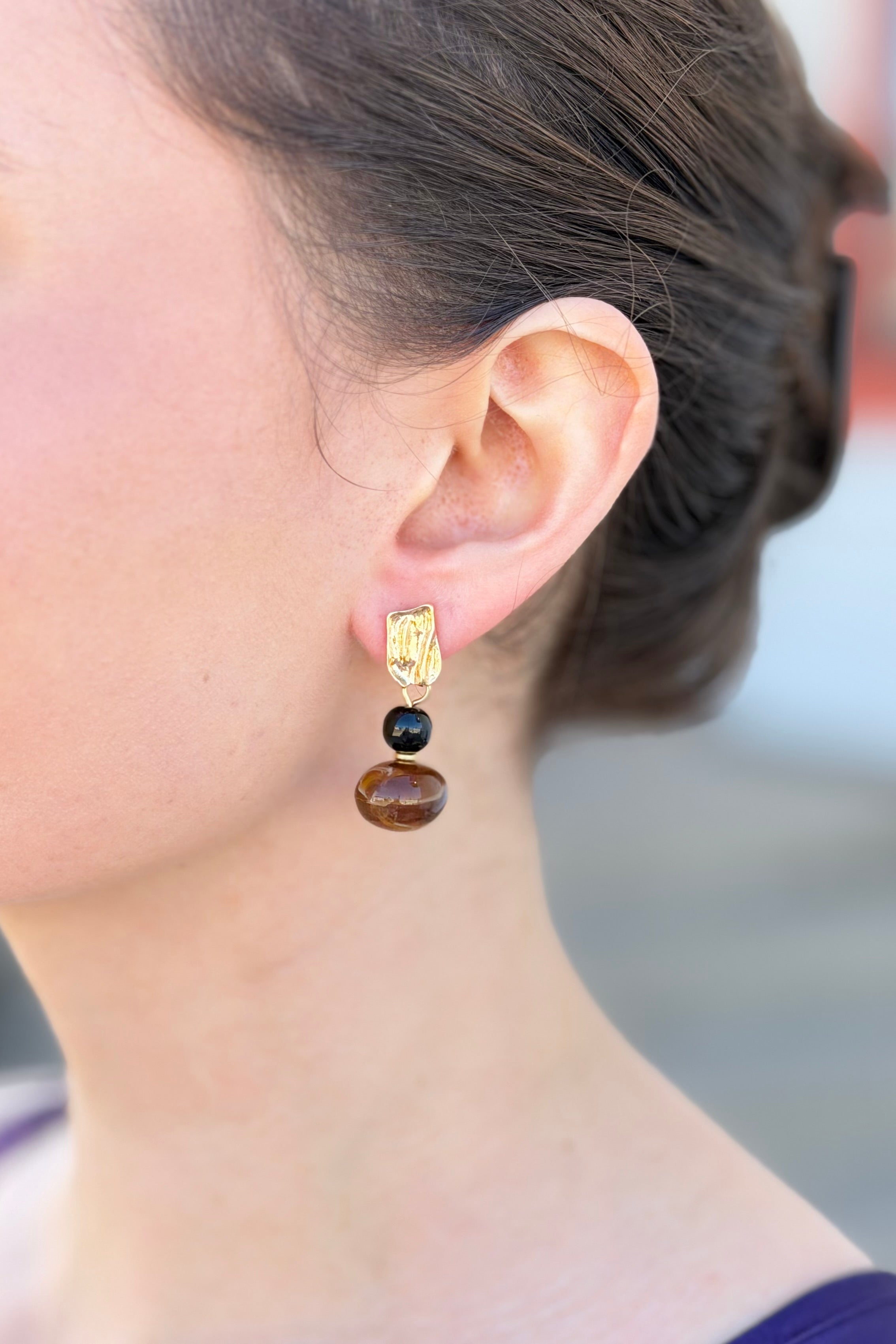 Vintage Swirl Amber Stud Earrings