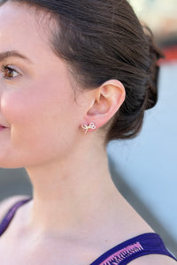 Cubic Zirconia Knot Bow Stud Earrings