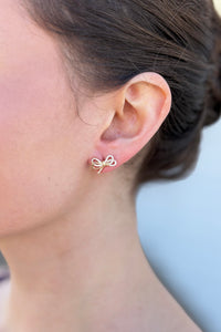 Cubic Zirconia Knot Bow Stud Earrings