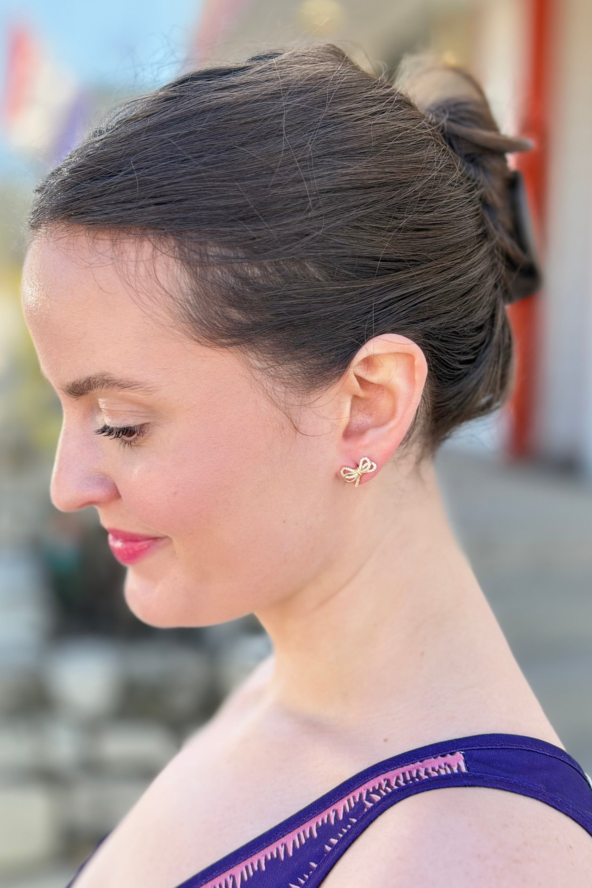 Cubic Zirconia Knot Bow Stud Earrings