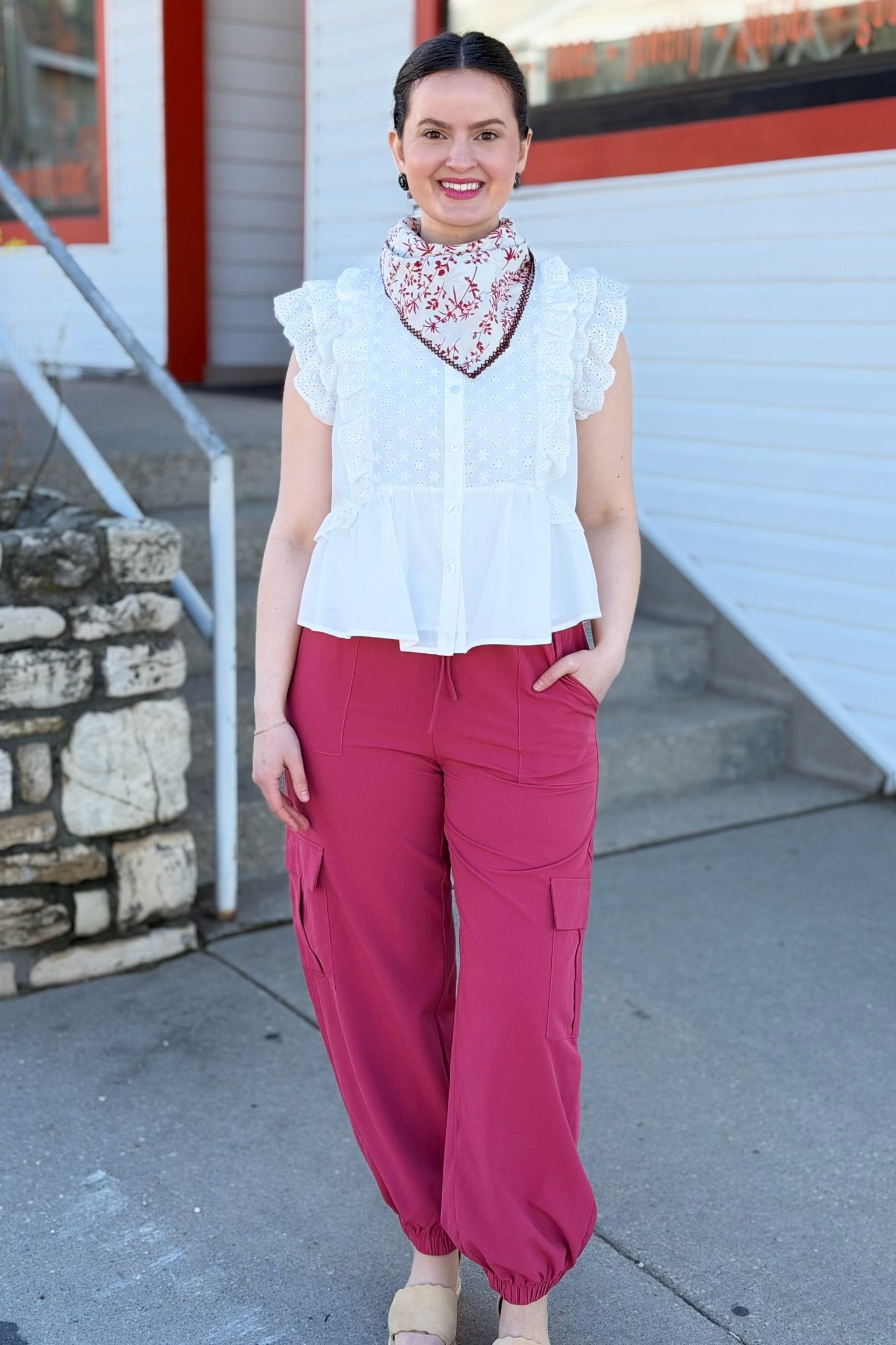 Casual Pocket Cargo Pants - Pink