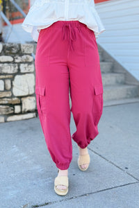 Casual Pocket Cargo Pants - Pink