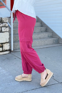 Casual Pocket Cargo Pants - Pink