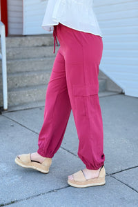 Casual Pocket Cargo Pants - Pink