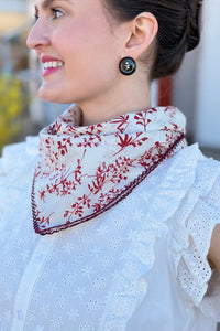 Eyelet Button Peplum Top - Off White