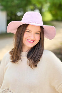 Braided Tassel Fedora Hat - Mauve