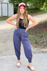 Harem Pants Smock Waist - Grey